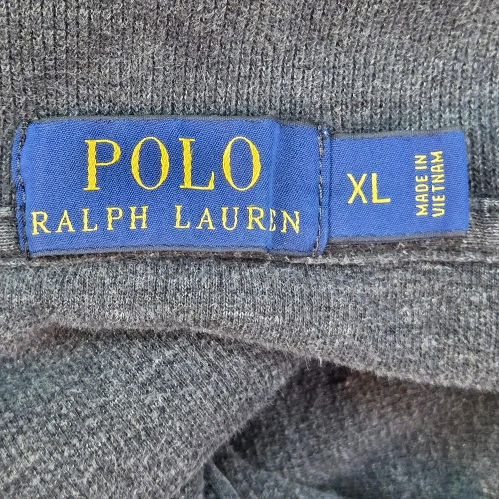 Vtg Polo Ralph Lauren Quarter Zip Pullover Mens XL Ribbed Cotton Charcoal Gray